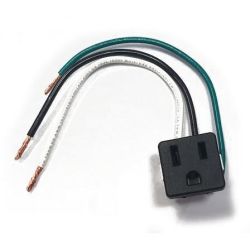 AC Service Outlet Snap-In Receptacle with Wire Leads