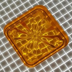 3/4" Square Transparent Starburst Orange Playfield Insert