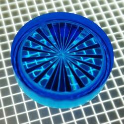 1" Round Transparent Starburst Blue Playfield Insert