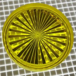 1-3/16" Round Transparent Starburst Yellow Playfield Insert