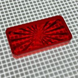 1-1/2" x 3/4" Rectangle Transparent Starburst Red Playfield Insert
