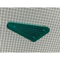 1-1/2" x 3/4" Obtuse Triangle Transparent Starburst Teal Playfield Insert