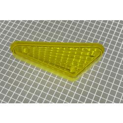 1-1/2" x 3/4" Obtuse Triangle Transparent Starburst Yellow Playfield Insert