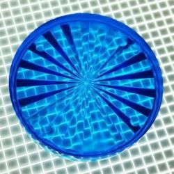 1-1/2" Round Transparent Starburst Blue Playfield Insert