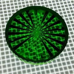 1-1/2" Round Transparent Starburst Green Playfield Insert