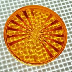 1-1/2" Round Transparent Starburst Orange Playfield Insert
