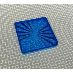 1-1/2" Square Transparent Starburst Blue Playfield Insert