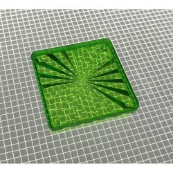 1-1/2" Square Transparent Starburst Lime Green Playfield Insert