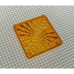1-1/2" Square Transparent Starburst Orange Playfield Insert