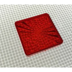 1-1/2" Square Transparent Starburst Red Playfield Insert