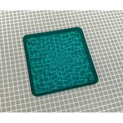 1-1/2" Square Transparent Starburst Teal Playfield Insert