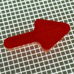 1-1/2" x 3/4" Thin Arrow Opaque Plain Red Playfield Insert