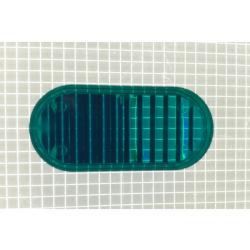 1-5/8" x 3/4" Oval Transparent Ribbed Teal Playfield Insert