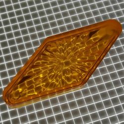 1-3/4" x 3/4" Diamond Transparent Starburst Orange Playfield Insert