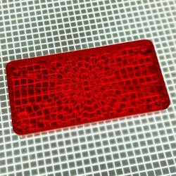 2-1/4" x 1-1/8" Rectangle Transparent Starburst Red Playfield Insert