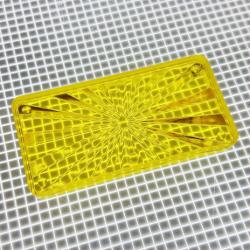 2-1/4" x 1-1/8" Rectangle Transparent Starburst Yellow Playfield Insert