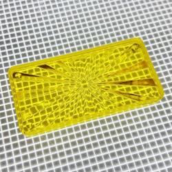 2-1/4" x 1-1/8" Rectangle Transparent Starburst Yellow Playfield Insert