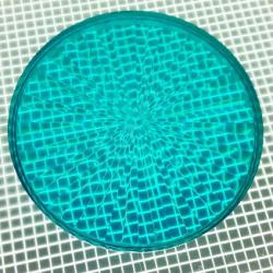 2-1/2" Round Transparent Starburst Teal Playfield Insert