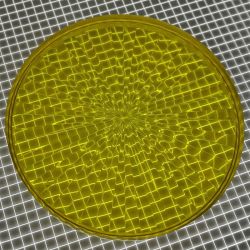 2-1/2" Round Transparent Starburst Yellow Playfield Insert