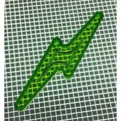 2-7/8" x 3/4" Lightning Bolt Transparent Outline Lime Green Playfield Insert