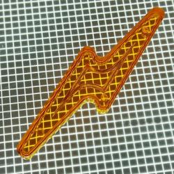 2-7/8" x 3/4" Lightning Bolt Transparent Outline Orange Playfield Insert