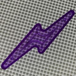 2-7/8" x 3/4" Lightning Bolt Transparent Outline Purple Playfield Insert
