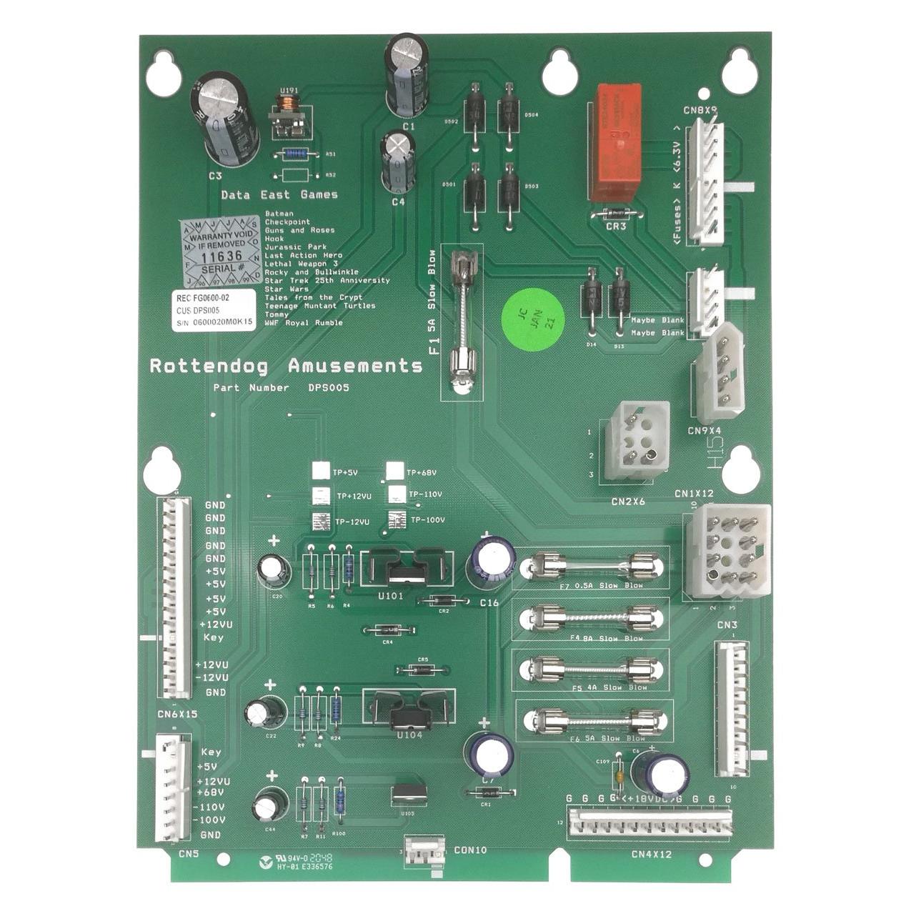 RDDPS005 Rottendog Data East Power Supply Board