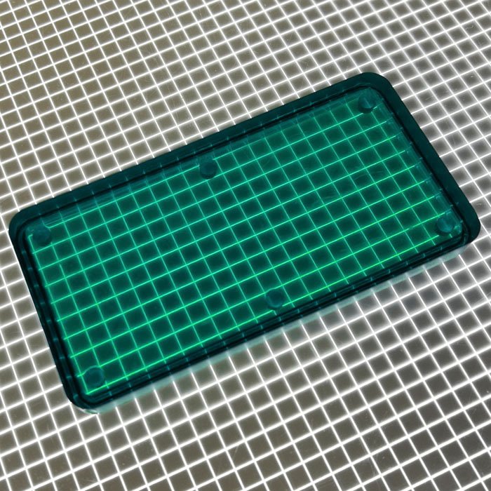 2-1/4" x 1-1/8" Rectangle Transparent Plain Teal Playfield Insert