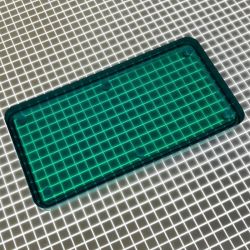 2-1/4" x 1-1/8" Rectangle Transparent Plain Teal Playfield Insert