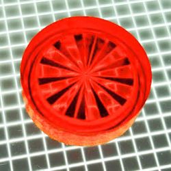 3/4" Round Transparent Starburst Fluorescent Orange Playfield Insert