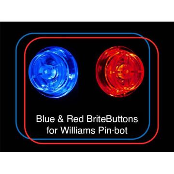 BriteButtons Illuminated Flipper Button Set For Williams Pinbot Red/Blue