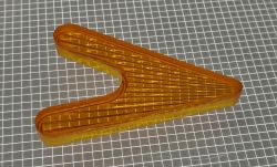 2-1/4" x 1-5/8" Arrowhead Transparent Starburst Orange Playfield Insert