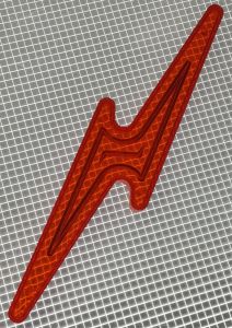 5-1/2" x 1-3/16" Lightning Bolt Transparent Outline Amber Playfield Insert