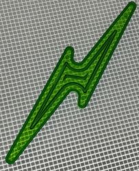 5-1/2" x 1-3/16" Lightning Bolt Transparent Outline Green Playfield Insert