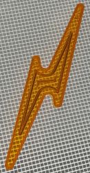 5-1/2" x 1-3/16" Lightning Bolt Transparent Outline Orange Playfield Insert