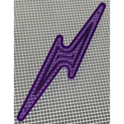 5-1/2" x 1-3/16" Lightning Bolt Transparent Outline Purple Playfield Insert