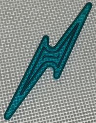 5-1/2" x 1-3/16" Lightning Bolt Transparent Outline Teal Playfield Insert