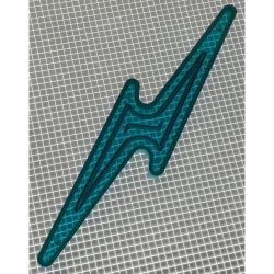5-1/2" x 1-3/16" Lightning Bolt Transparent Outline Teal Playfield Insert