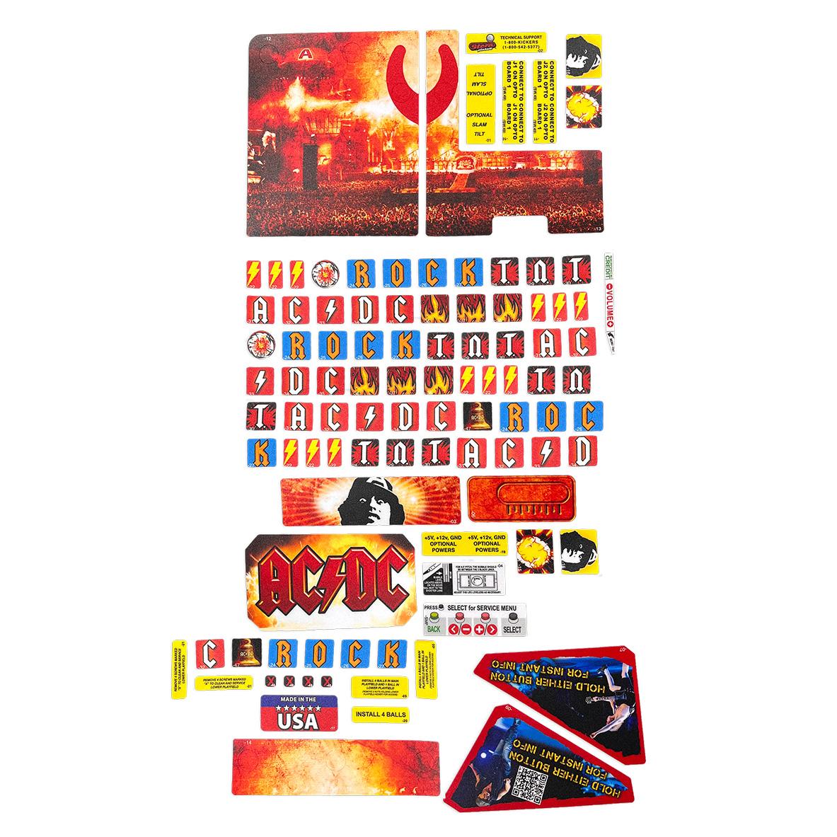 802-5000-C5_802-5000-C7 AC/DC Pro, Premium & LE Full Playfield Decal Set