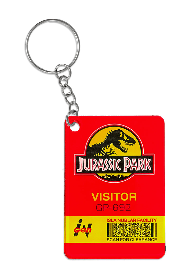 KEY CHAIN 73 Jurassic Park Visitor Pass Keychain KEY CHAIN 73 Jurassic Park Visitor Pass Keychain