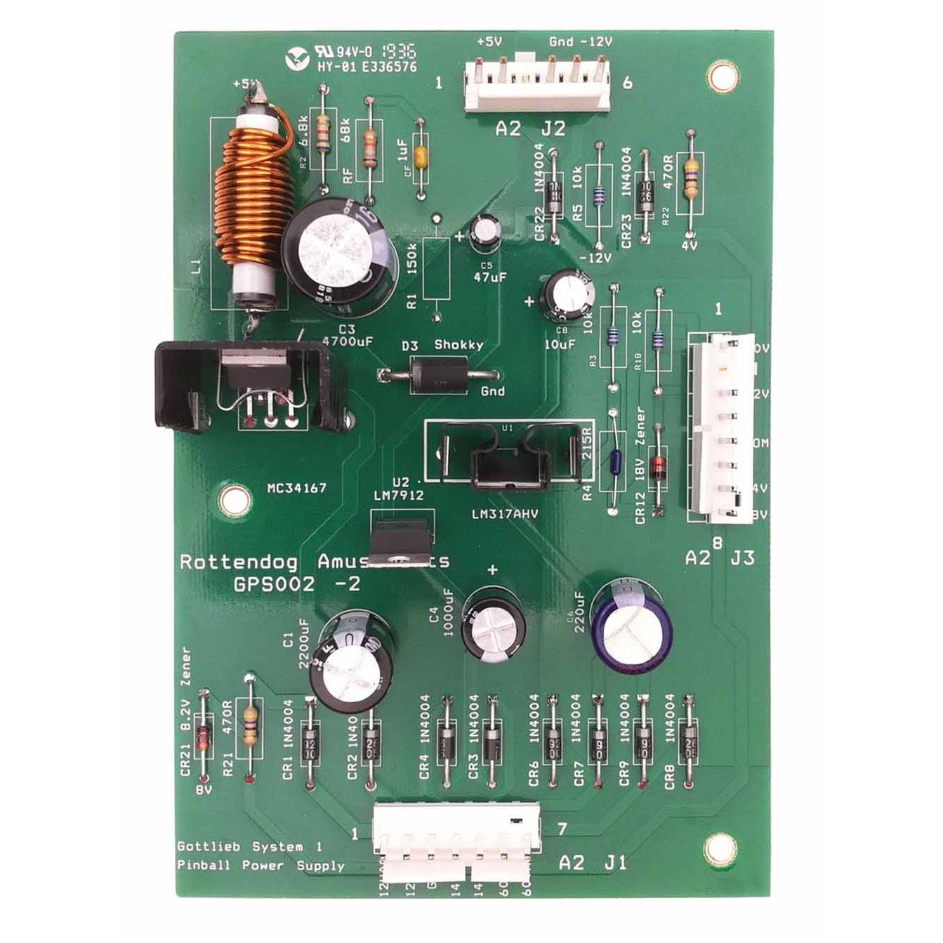 RD-GPS002 Rottendog Gottlieb System 1 Power Supply Board