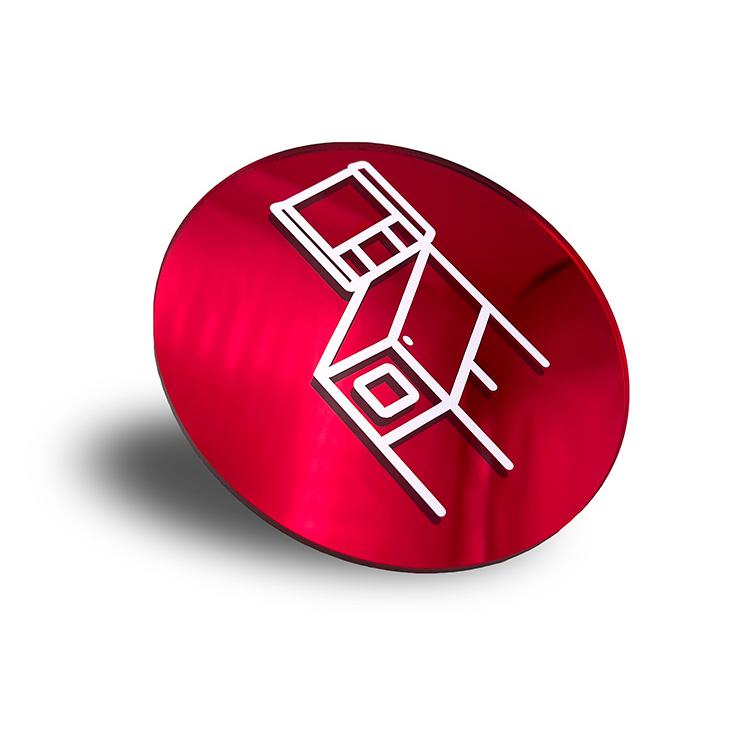 PBL-400-0114-00 Mirrored Pinball Machine Drink Coaster - Red