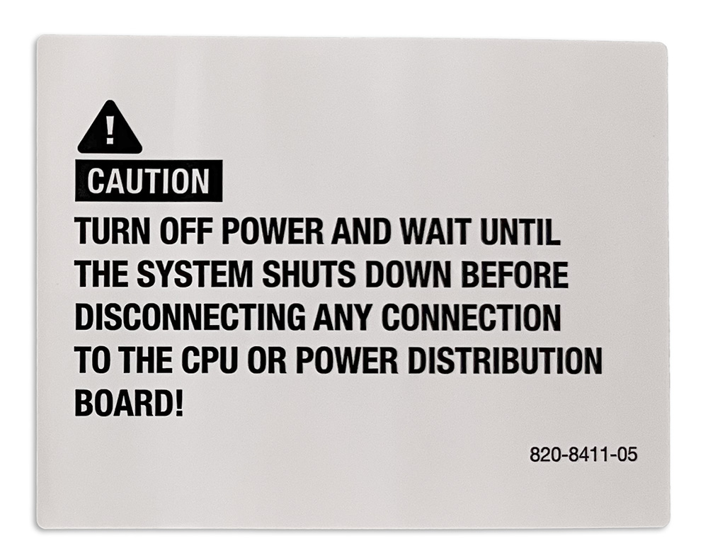 Stern Interior Backbox Power Down Decal 820-8411-05