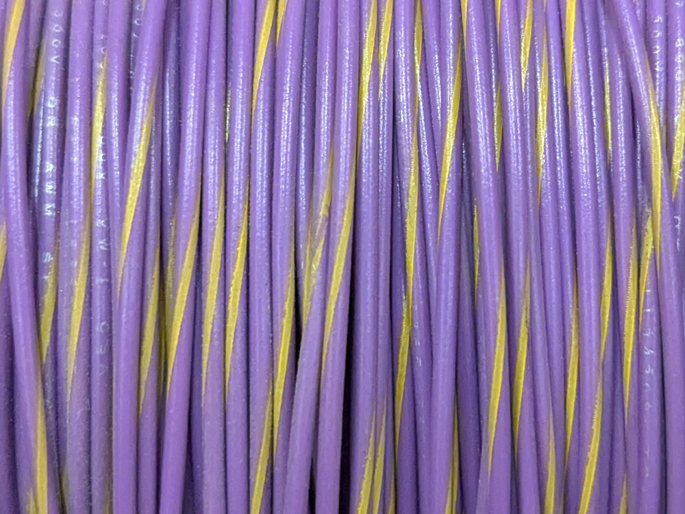 22 Gauge Insulated Stranded Purple Wire With Color Striping - Sold By The Foot