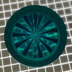 3/4" Round Transparent Starburst Teal Playfield Insert