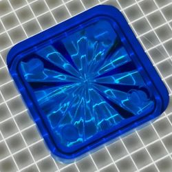 3/4" Square Transparent Starburst Blue Playfield Insert