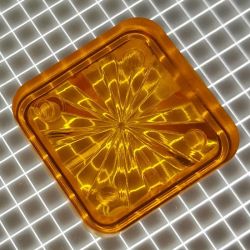 3/4" Square Transparent Starburst Orange Playfield Insert