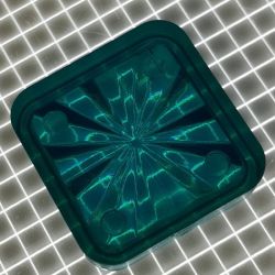 3/4" Square Transparent Starburst Teal Playfield Insert