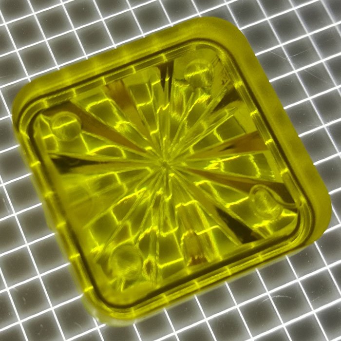 3/4" Square Transparent Starburst Yellow Playfield Insert