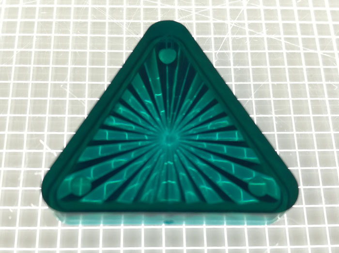 1-1/16" Equilateral Triangle Transparent Starburst Teal Playfield Insert